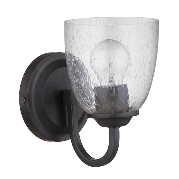 CRAFTMADE Serene 5.63 in. 1 -Light Espresso Finish Wall Sconce with Clear Seeded Glass