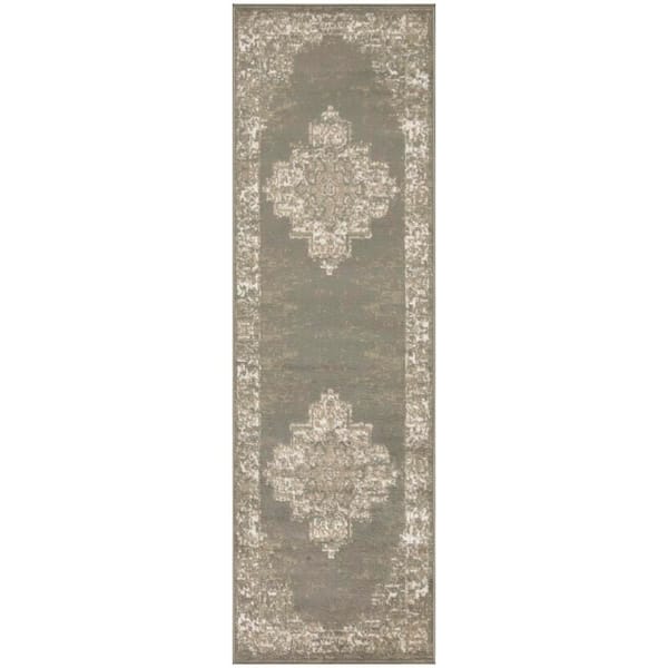 Grafix Olive 2 ft. x 6 ft. Center medallion Transitional Runner Area Rug