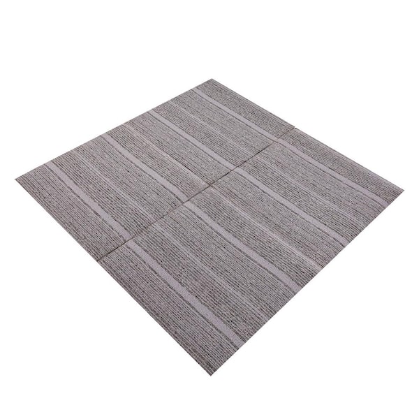 Wellco Gardenstriped Gray 19.7 in. x 19.7 in. Grip Strip Glue-Down or Floating Carpet Tile (10 Tiles/Case) (26.8 sq. ft.)
