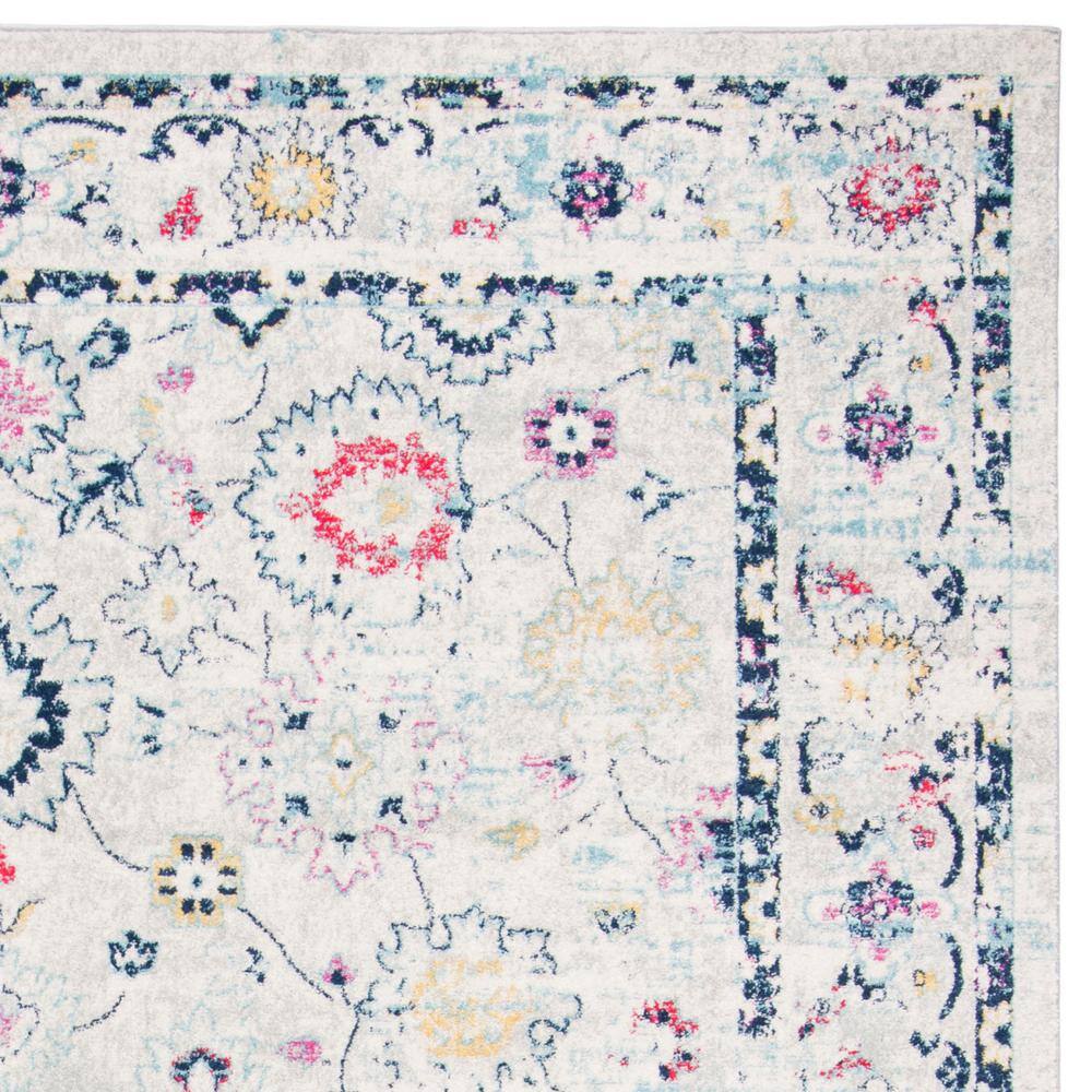 Light Grey and Fuchsia 8' x 10' Hand-knotted Synthetic Rug