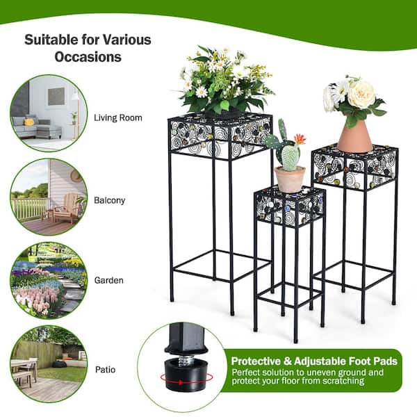Metal Flower Holder Stand Patio Hanging Plant Garden Basket Flowerpot Shelf 