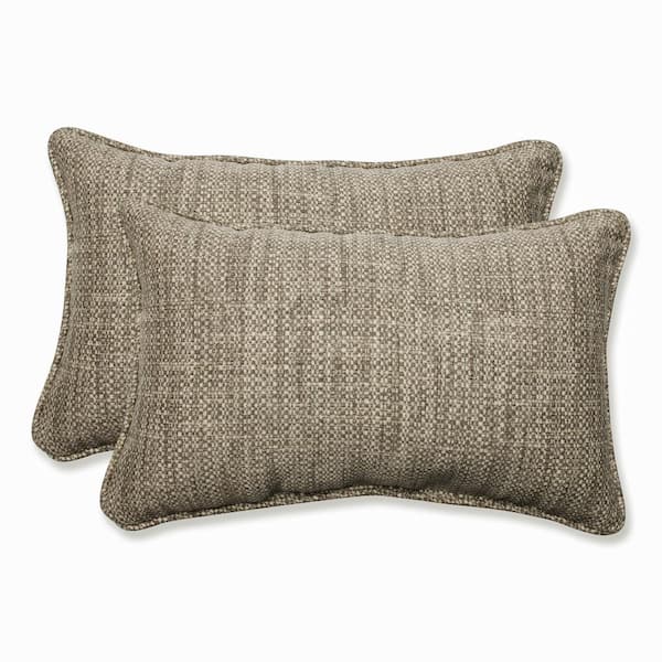Pillow Perfect Solid Grey Rectangular Outdoor Lumbar Throw Pillow 2-Pack