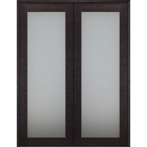 72 in.x 80 in. Both Active Black Apricot Glass Manufactured Wood Stard Double Prehung French Door