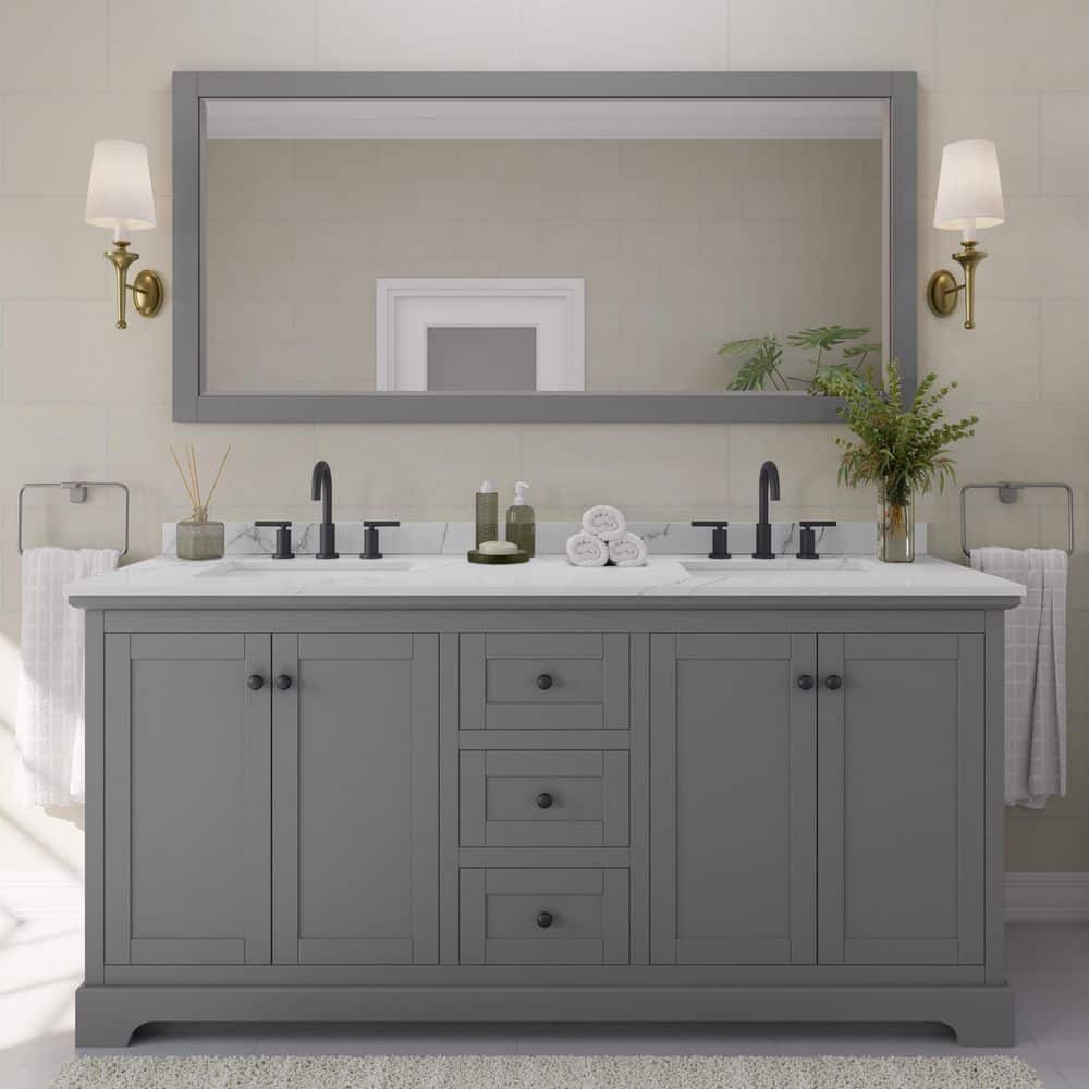 Avery 72 in. W x 22 in. D x 35 in. H Double Bath Vanity in Dark Gray with Giotto Quartz Top price history on PriceWatchPro