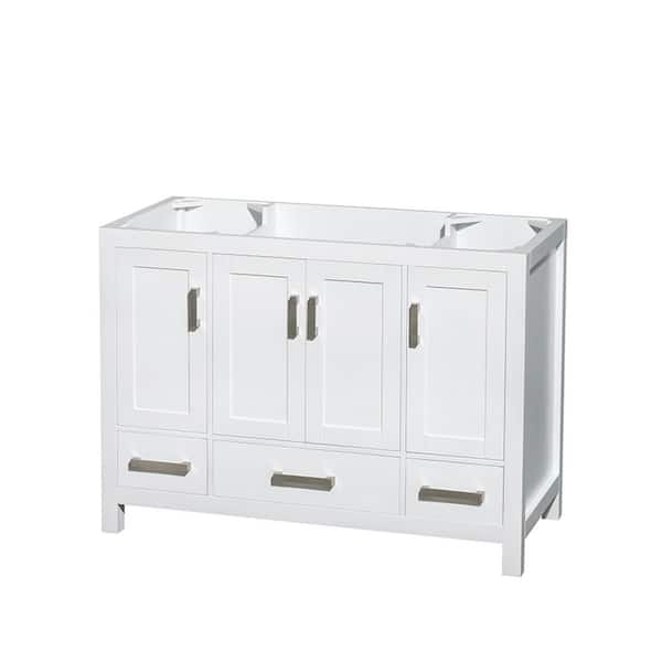 Wyndham Collection Sheffield 47 in. W x 21.5 in. D x 34.25 in. H Single Bath Vanity Cabinet without Top in White
