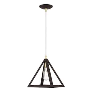 Pinnacle 1-Light Bronze Island Pendant with Antique Brass Accent