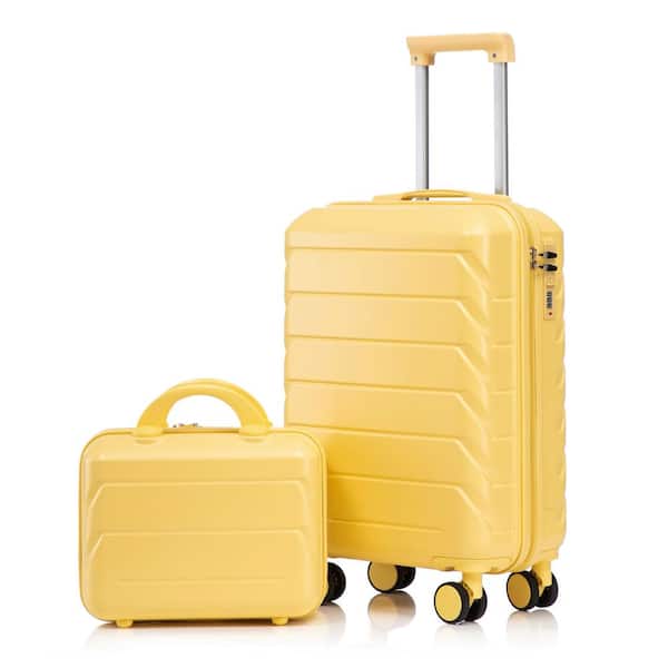 Lavor 2-Piece Yellow ABS Hardside Spinner Wheel Luggage Set with Combination Lock and Cosmetic Case