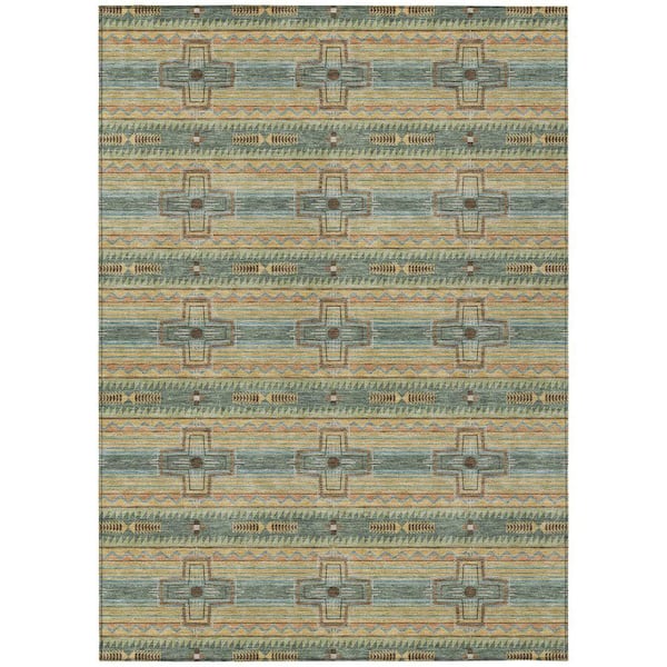 Chantille Machine Washable Indoor/Outdoor Abstract ACN2688 Basil 10 ft. x 14 ft. Area Rug
