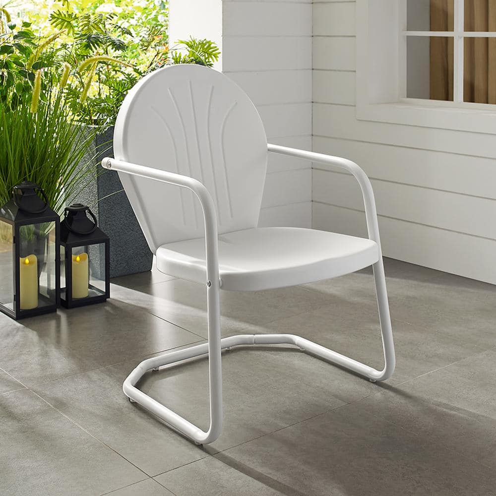 Griffith Vintage White Powder-Coated Steel Outdoor Chair