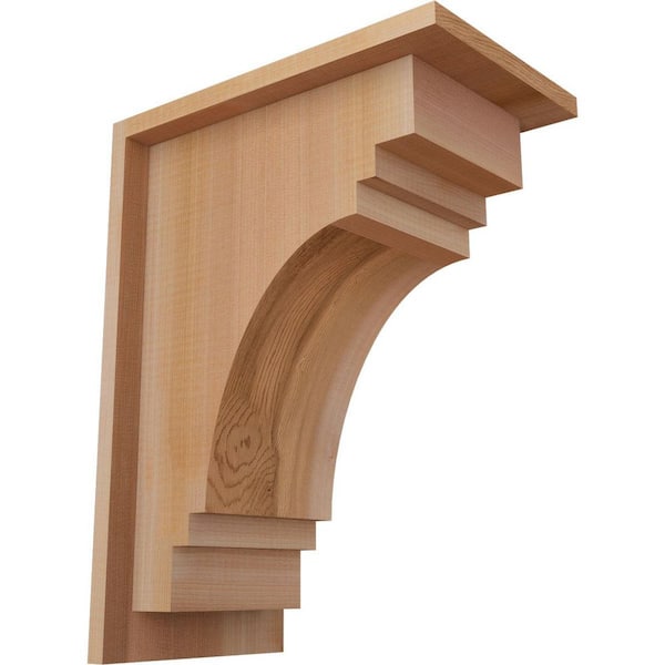 Ekena Millwork 7-1/2 in. x 12 in. x 16 in. Western Red Cedar Pescadero Smooth Corbel with Backplate