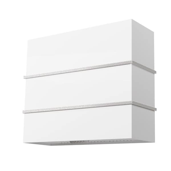 Akicon 36 in. Stainless Steel Ducted Wall Mount Range Hood with Powerful 600 CFM Vent Motor, 3-Speed, in White with Nickel