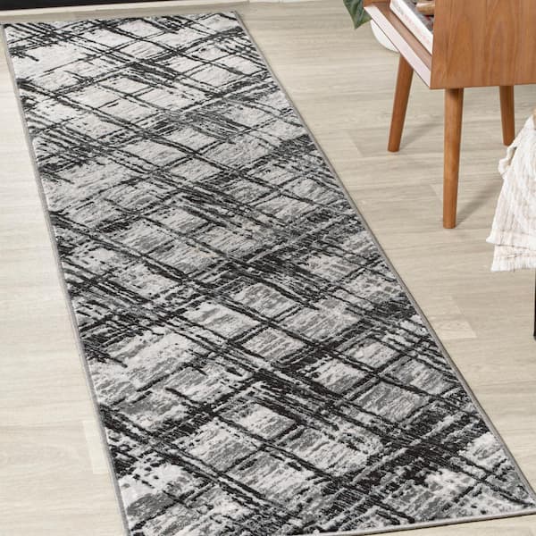 JONATHAN Y Slant Modern Abstract Black/Gray 2 ft. x 8 ft. Runner Rug