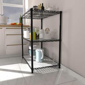18 in. x 48 in. x 47.2 in. 3-Tier Black Shelf Style Metal Shelf with 3-Shelf Liners