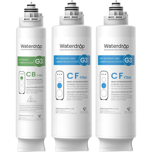 WDG3 Replacement Filter 1-Year Combo: 2 WD-G3-CF and 1 WD-G3-CB, Compatible with WD-G3-W, WD-G3P600, WD-G3P800RO Systems