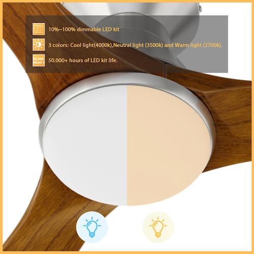 Varennes 52 in. Color Changing Integrated LED Indoor Nickel 10-Speed DC Ceiling Fan with Light Kit and Remote Control CARRO Ceiling Fans With Lights