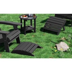 Black Plastic Outdoor Folding Adirondack Ottoman (Set of 2)