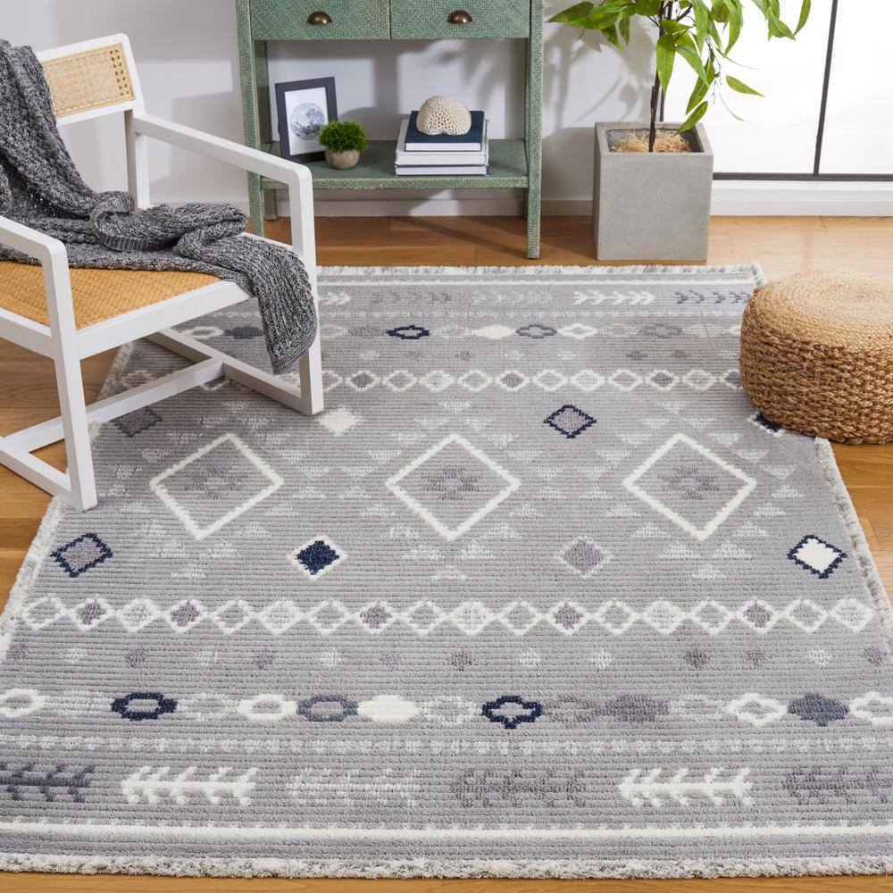 Marrakesh Gray and Light Gray 8' x 10' Wool Area Rug