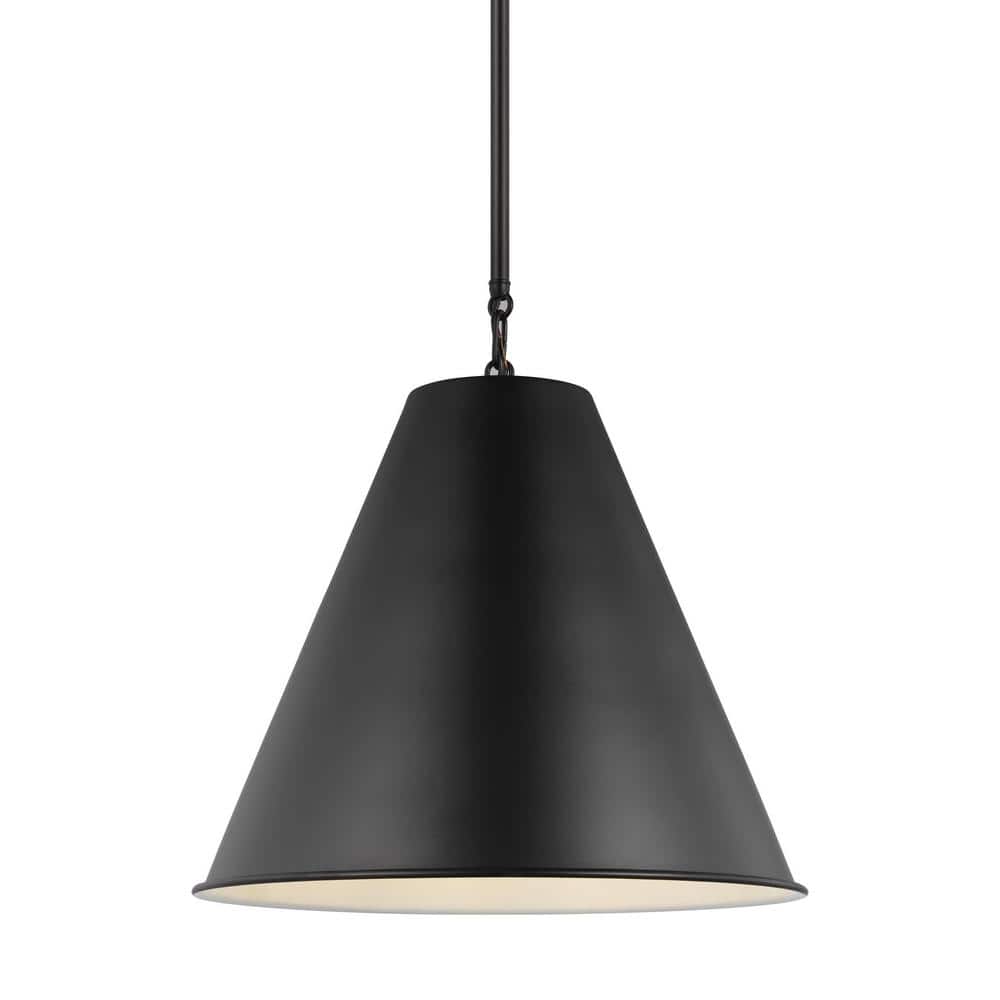 Midnight Black Nickel-Finish 1-Light Pendant with Steel Shade