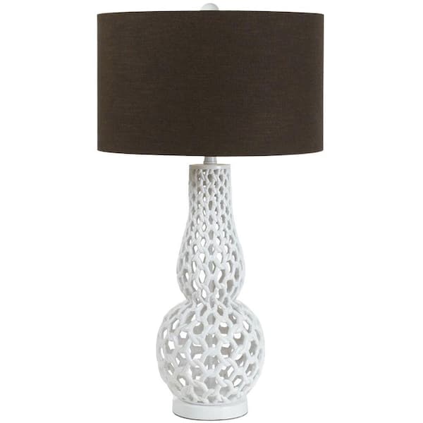 AF Lighting Chain Link 31 in. White Resin Table Lamp with Brown Shade