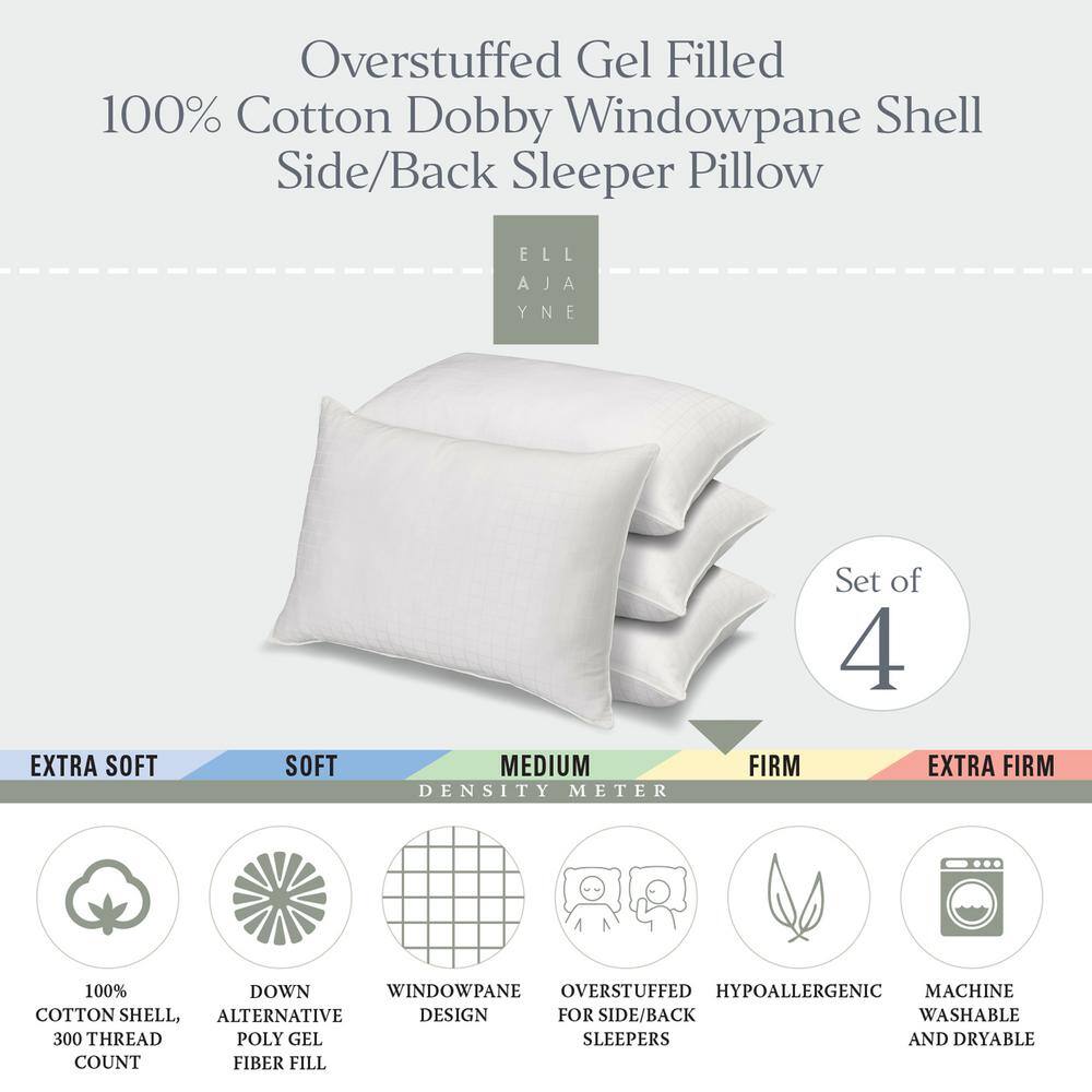 Standard White Cotton Dobby-Box Shell Hypoallergenic Pillow Set
