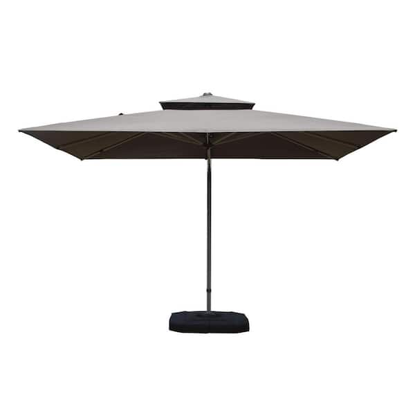 9 ft. x 11 ft. Rectangle Cantilever Patio Umbrella with Center Pole in Gray