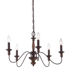 Holbrook 5-Light Tuscan Brown Candle-Style Chandelier