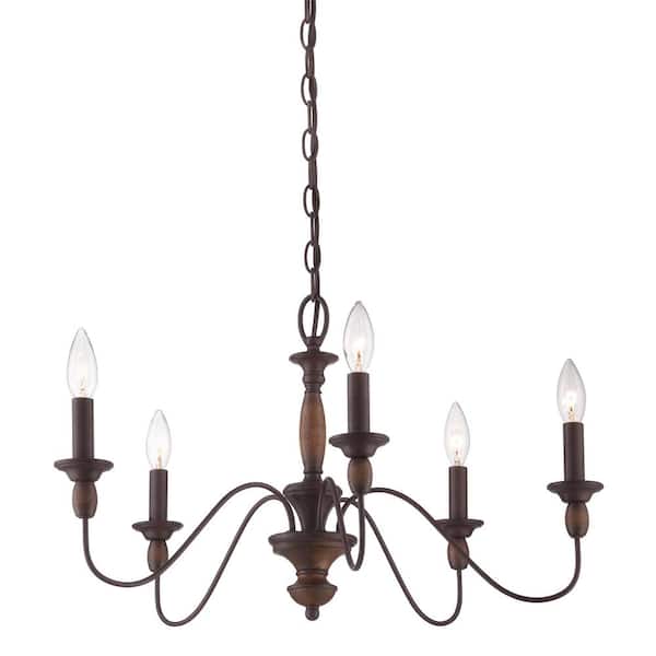 Quoizel Holbrook 5-Light Tuscan Brown Candle-Style Chandelier