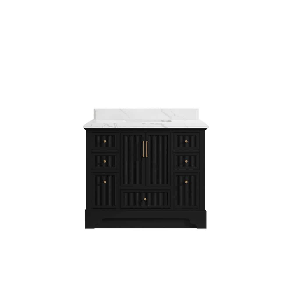 Alys 42 in. W x 22 in. D x 36 in. H Single Sink Bath Vanity in Black with 1.5 in. Calacatta Laza Top price history on PriceWatchPro