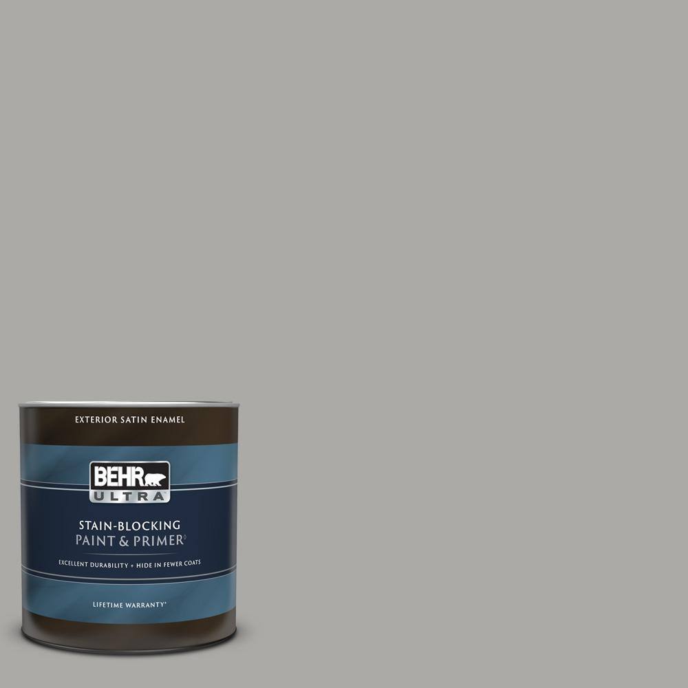 BEHR ULTRA 1 qt. PPU1814 Cathedral Gray Satin Enamel Exterior Paint