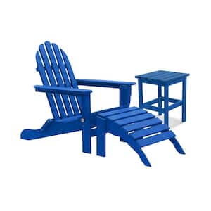 Icon Royal Blue Recycled Folding Plastic Adirondack Chair (3-Piece)