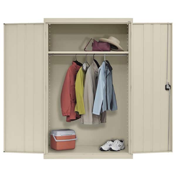 Elite Series 46 in. W x 72 in. H x 24 in. D 22-Gauge 2-Shelf Steel Freestanding Wardrobe Storage Cabinet in Putty