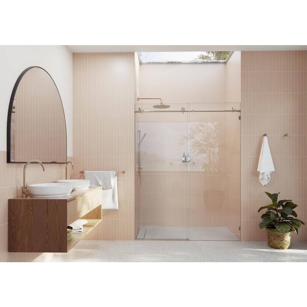Eclipse Bronze Frameless Sliding Shower Door with Tempered Glass