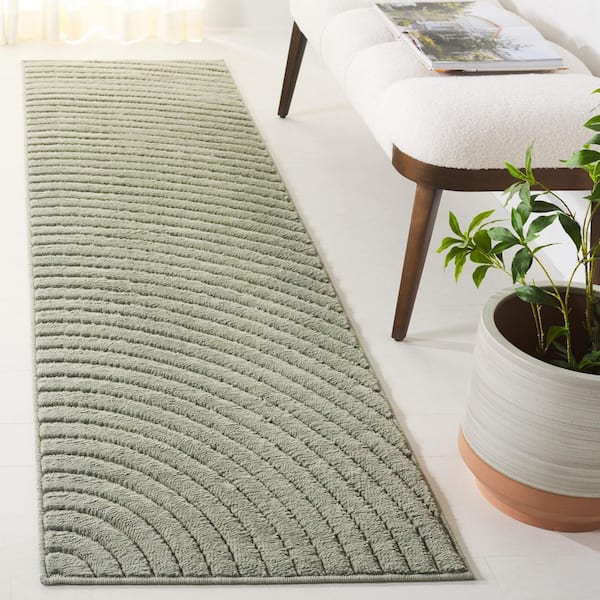 Selena 2 ft. x 10 ft. Green Solid Wave Runner Rug