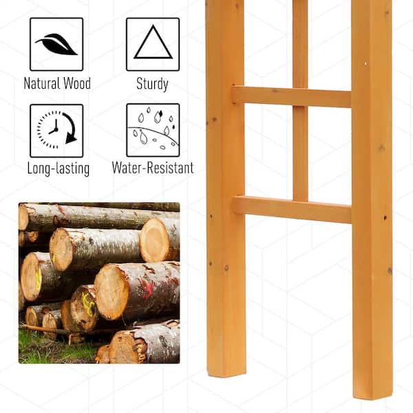 Outsunny 7 ft. H Wood Steel Arched Trellis Arbor with