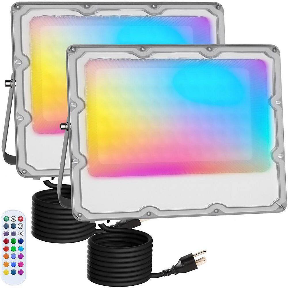50W Gray Plug-in Integrated LED Landscape Flood Light, Color Changing Dimmable Fixture with Remote Control (2-Pack) price history on PriceWatchPro