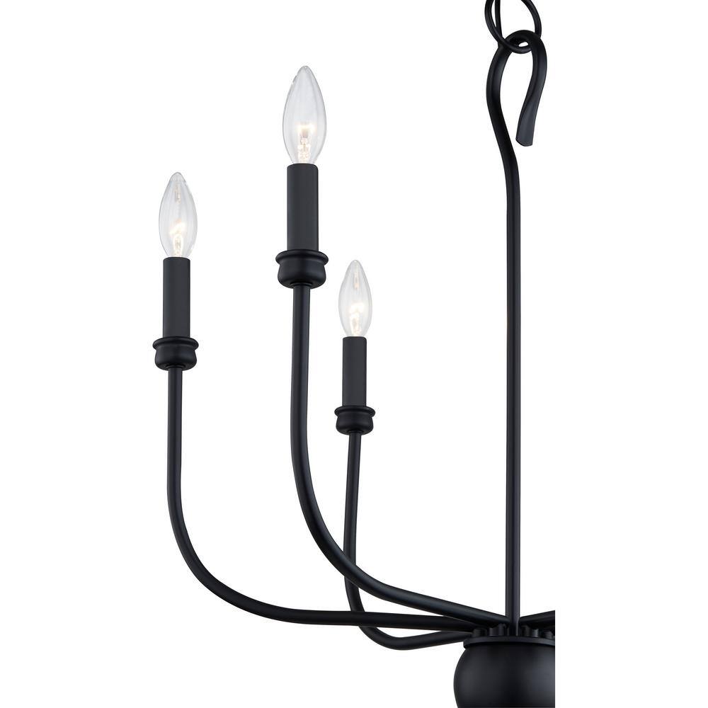 Matte Black 22" Steel Candle-Style Chandelier