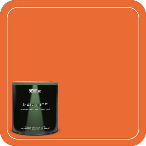 BEHR MARQUEE 1 qt. #220B-7 Electric Orange Semi-Gloss Enamel Exterior Paint & Primer