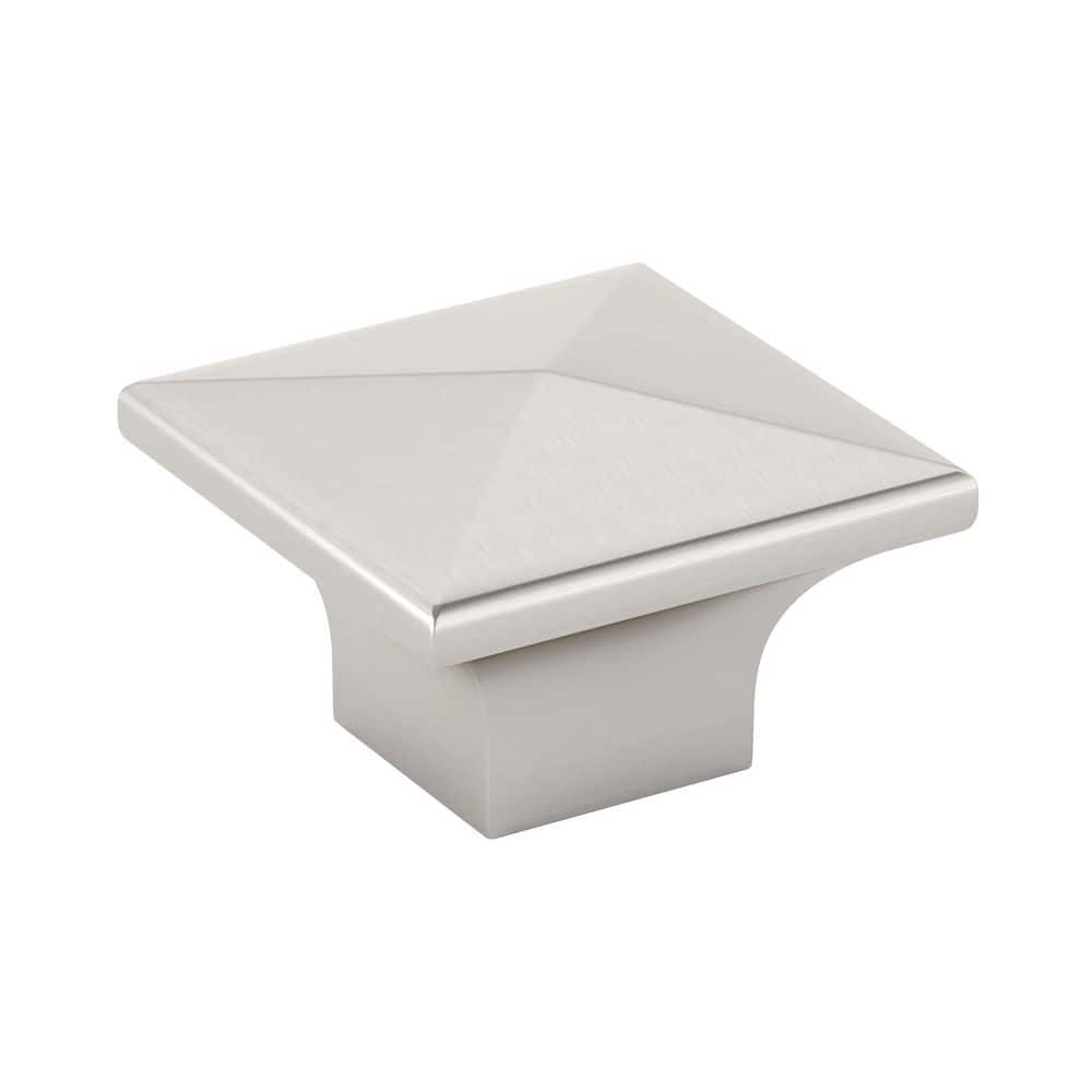 Brushed Nickel Modern Square Cabinet Knob with Mounting Hardware