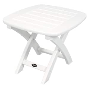 Yacht Club 21 in. x 18 in. Classic White Patio Side Table