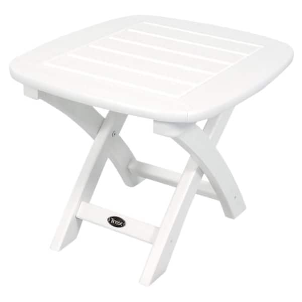 Trex Outdoor Furniture Yacht Club 21 in. x 18 in. Classic White Patio Side Table