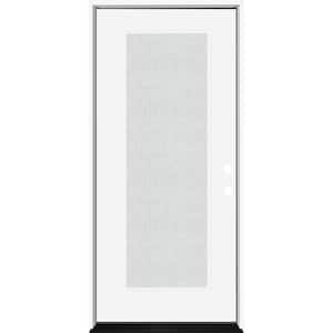 Legacy 36 in. x 80 in. Full Lite Rain Glass LHIS Primed White Finish Fiberglass Prehung Front Door