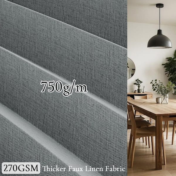 Helhom 1-Panel 45 in. x 80 in. Gray Faux Linen Composite Accordion
