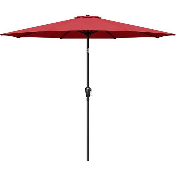 JimsMaison 9 ft. Metal Market Umbrella in Red with Push Button Tilt and 8 Sturdy Ribs