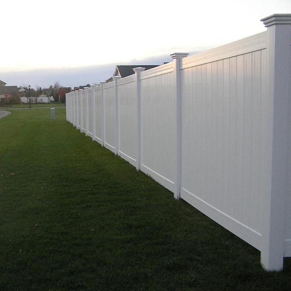 Weatherables Savannah 72 in. x 212 ft. White Vinyl Privacy Fence Project Pack