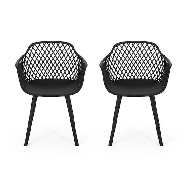 Unbranded Black Polypropylene Plastic Outdoor Dining Chairs