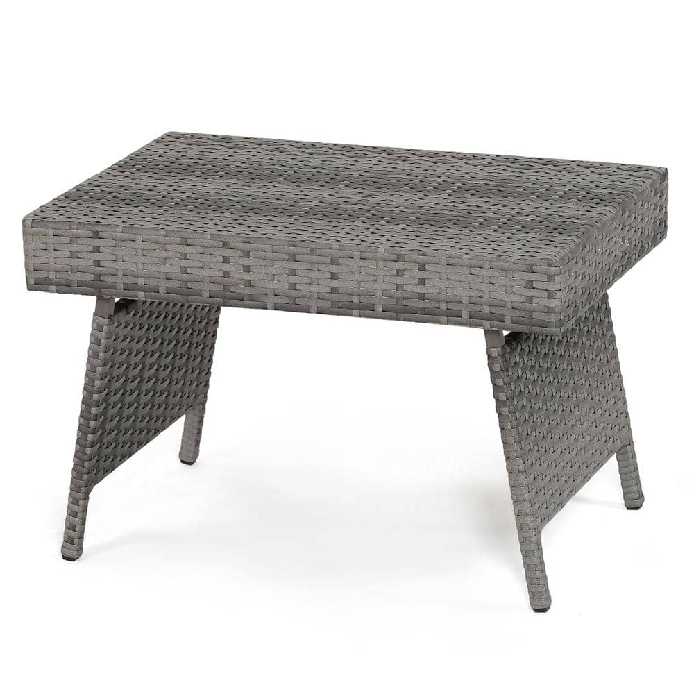 Costway Patio Folding Rattan Wicker Outdoor Side Table End