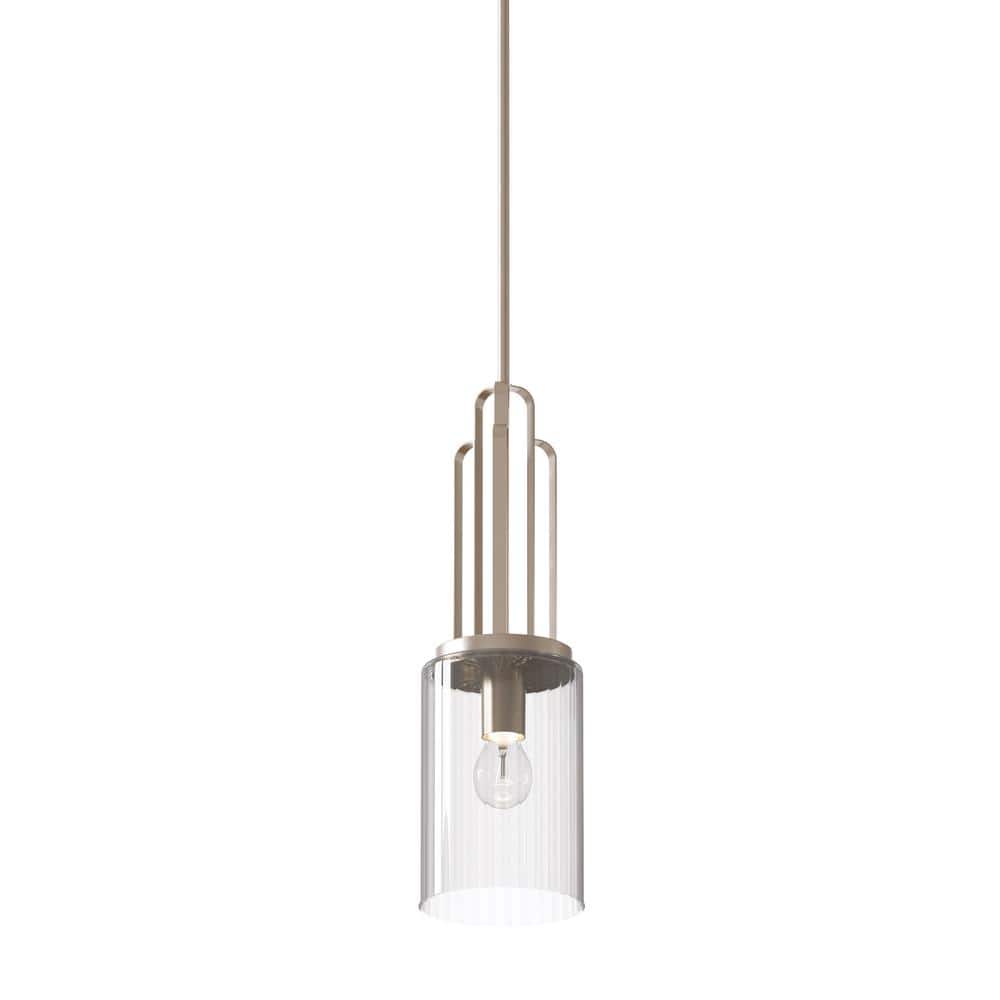 Kimrose Polished Nickel Mini Pendant with Clear Fluted Glass