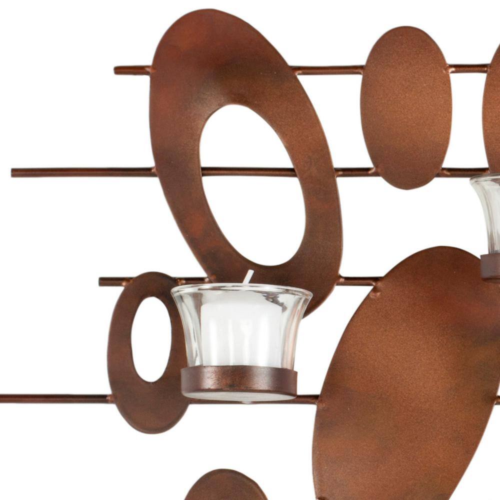 Retro Rusty Patina Iron Votive Wall Decor with Glass Cups