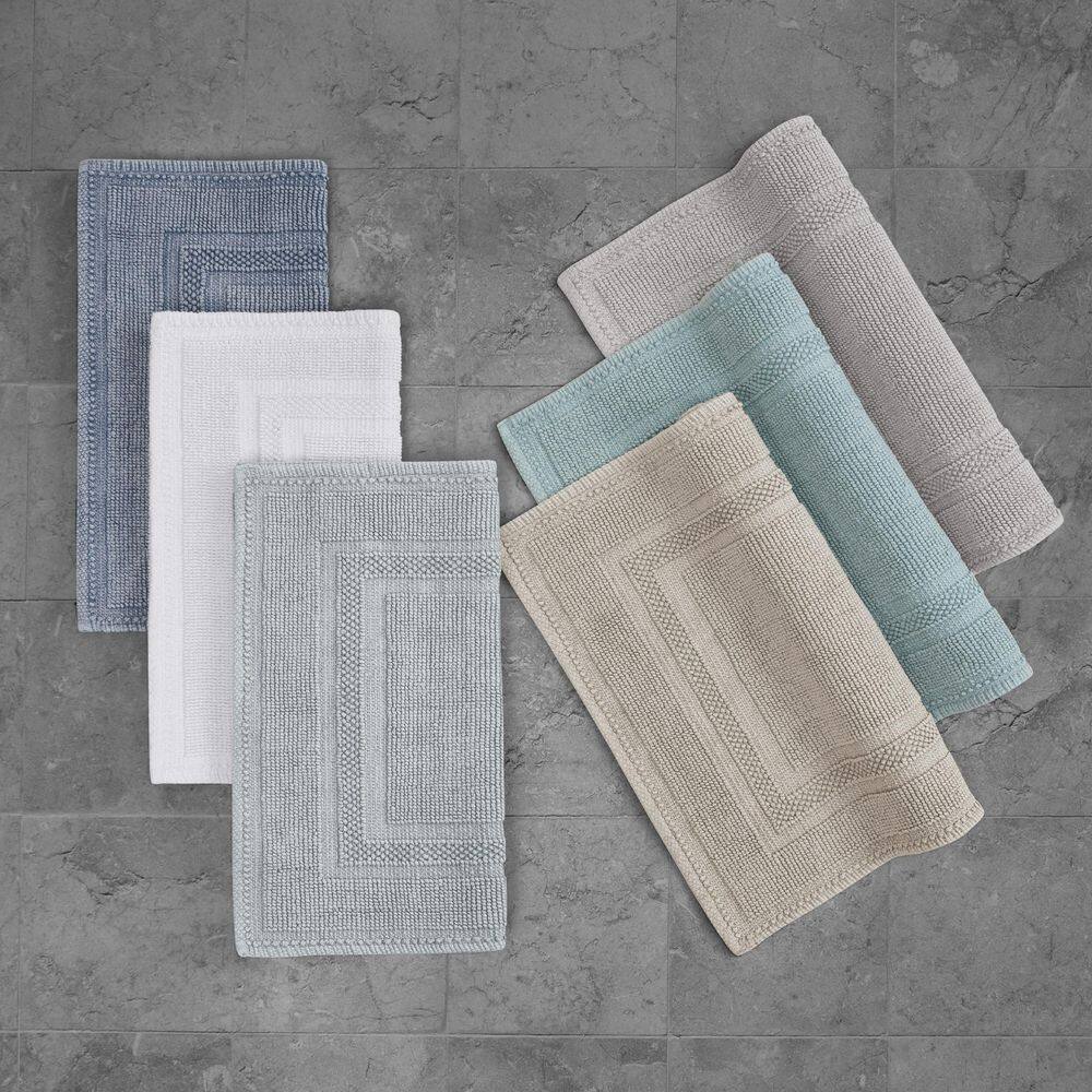 Stonewashed Chic Gray Blue Cotton Bath Rug Set, 2-Piece