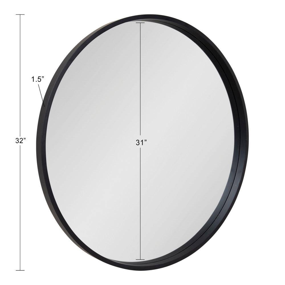 Travis 31.5" Black Round Wood Wall Mirror